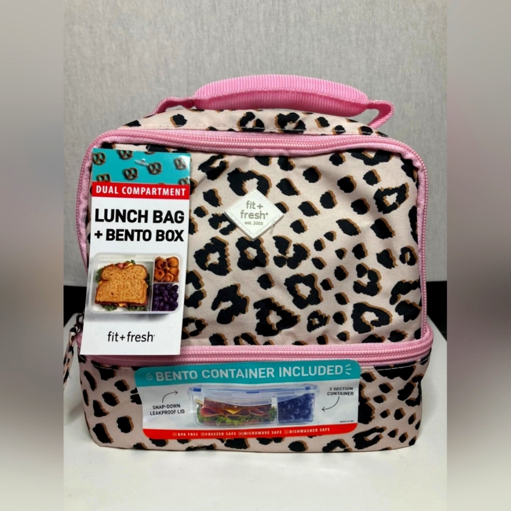 NWT Fit + Fresh Leopard Print Lunch Bag
